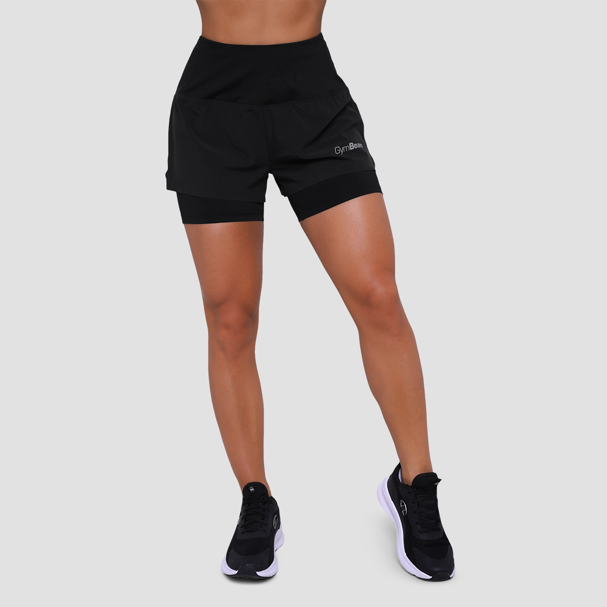 Short de course femme 2 en 1, couleur noire - GymBeam.