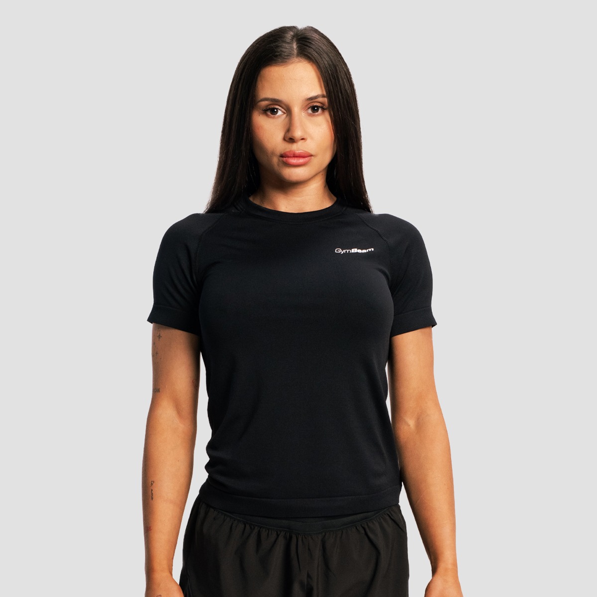 T-shirt de course Pulse X pour femmes, couleur noire - GymBeam.