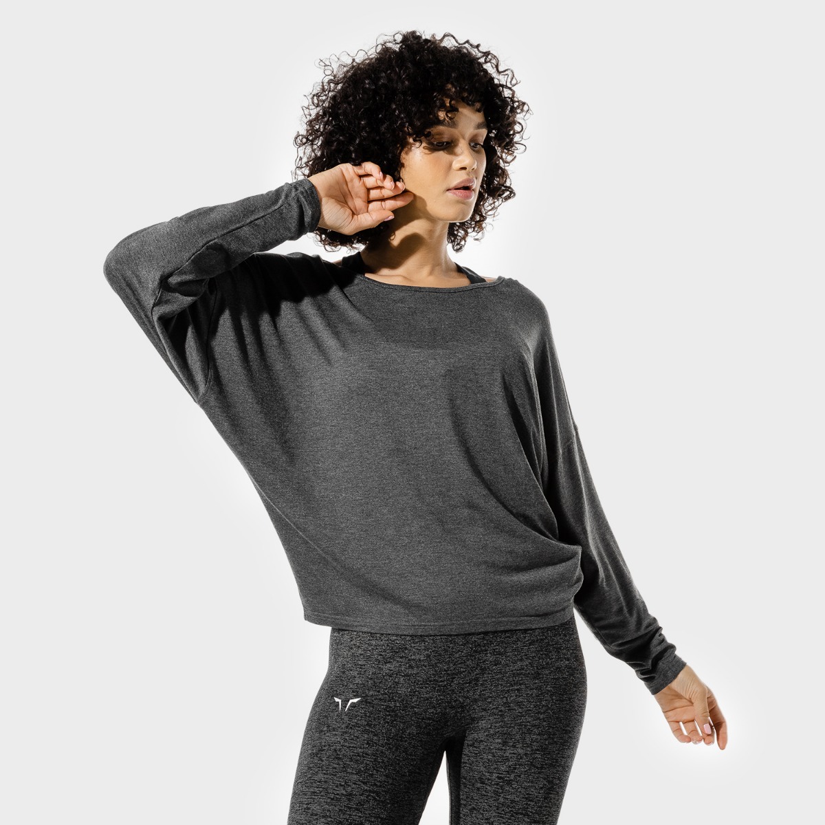 Women‘s T-shirt Batwing Top Black Marl - SQUATWOLF