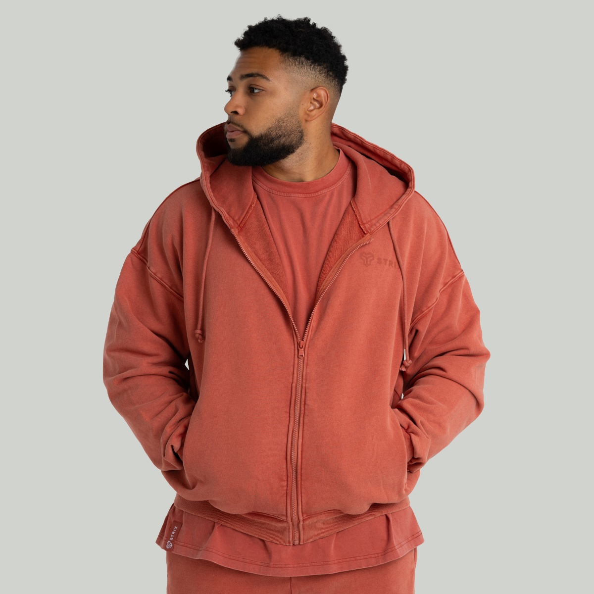 Veste à capuche "Washed Zip Hoodie" Terra - STRIX