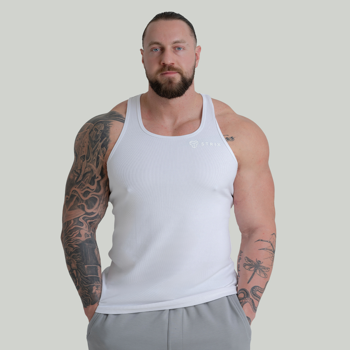 T-shirt sans manches texturé, blanc - STRIX.